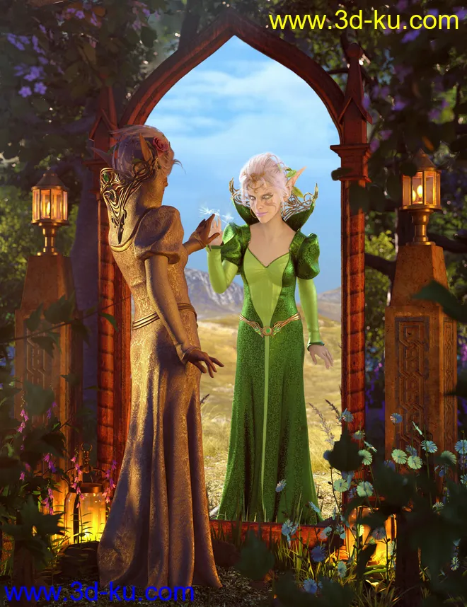 dForce Silver Elf Outfit Textures模型的图片1