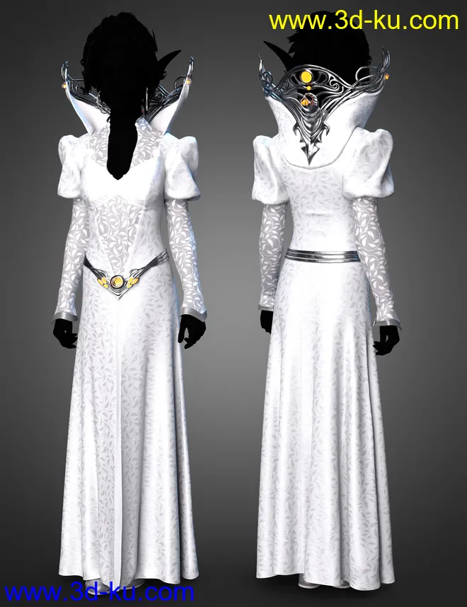 dForce Silver Elf Outfit Textures模型的图片2