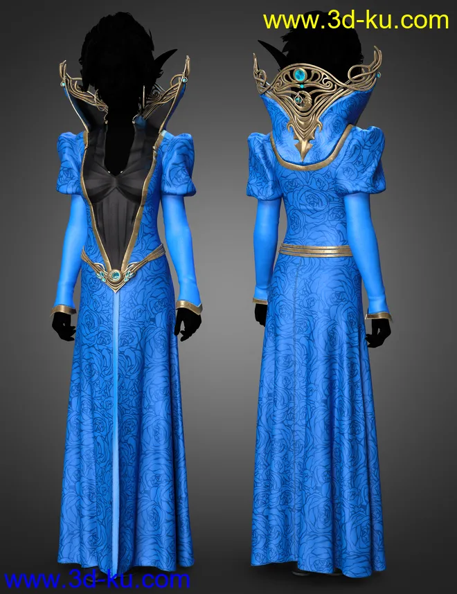 dForce Silver Elf Outfit Textures模型的图片4