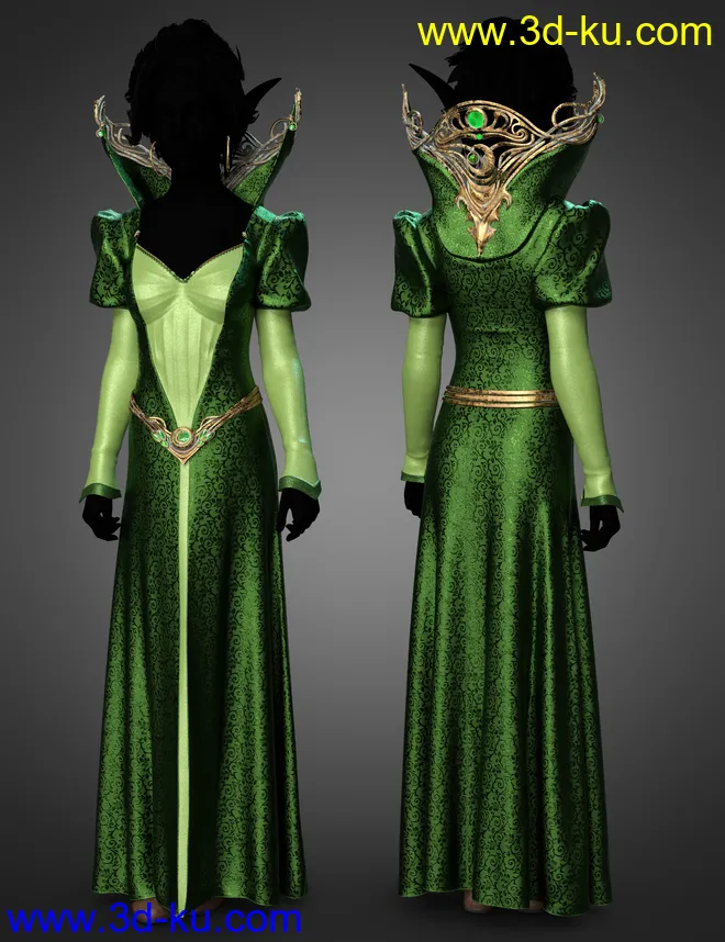 dForce Silver Elf Outfit Textures模型的图片5