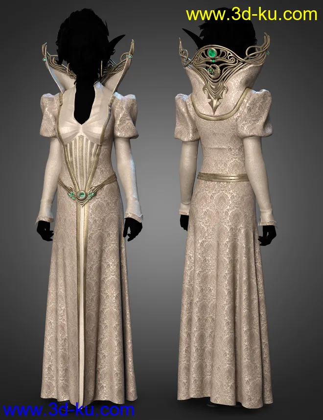 dForce Silver Elf Outfit Textures模型的图片6