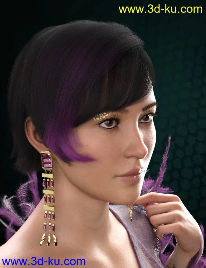 dForce Speakeasy Hair for Genesis 8, 8.1, and 3 Females模型的图片1