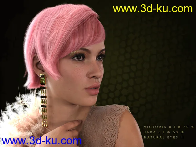 dForce Speakeasy Hair for Genesis 8, 8.1, and 3 Females模型的图片3