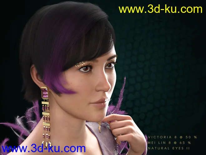 dForce Speakeasy Hair for Genesis 8, 8.1, and 3 Females模型的图片6