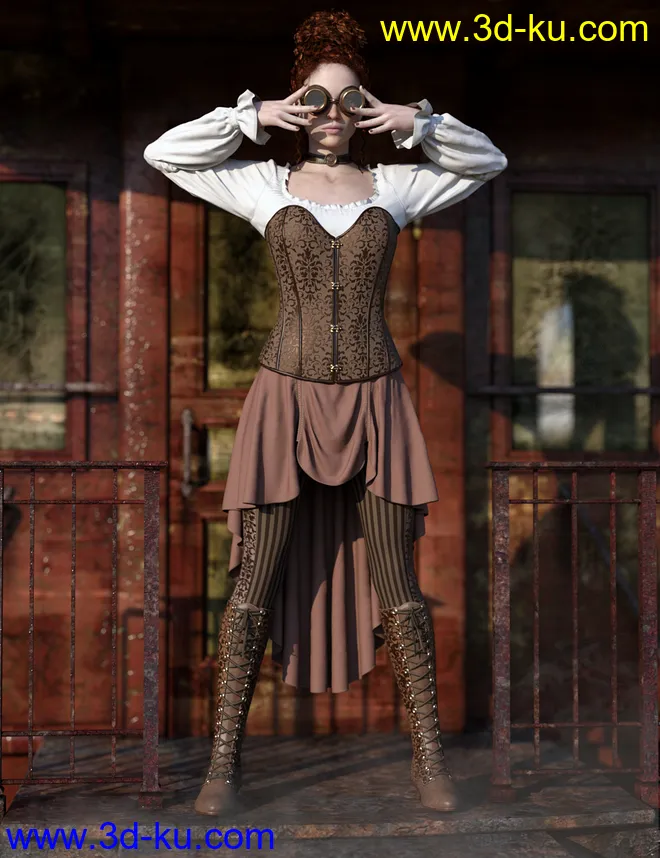 dForce Steampunk Outfit for Genesis 8 Female(s)模型的图片1