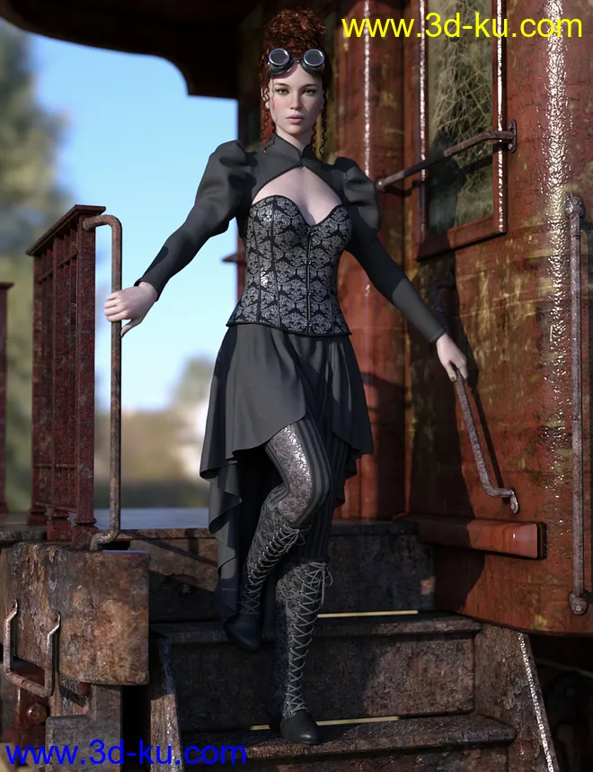 dForce Steampunk Outfit for Genesis 8 Female(s)模型的图片3
