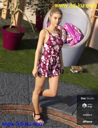 3D打印模型dForce Summer Romper for Genesis 8 Female(s)的图片