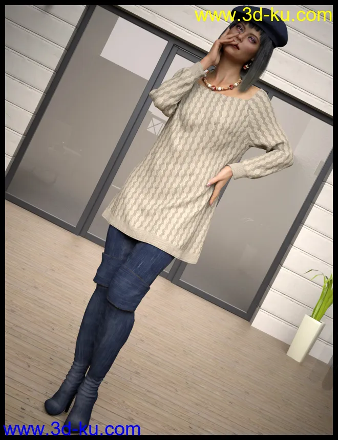 dForce Sweet Winter Outfit for Genesis 8 Females模型的图片1