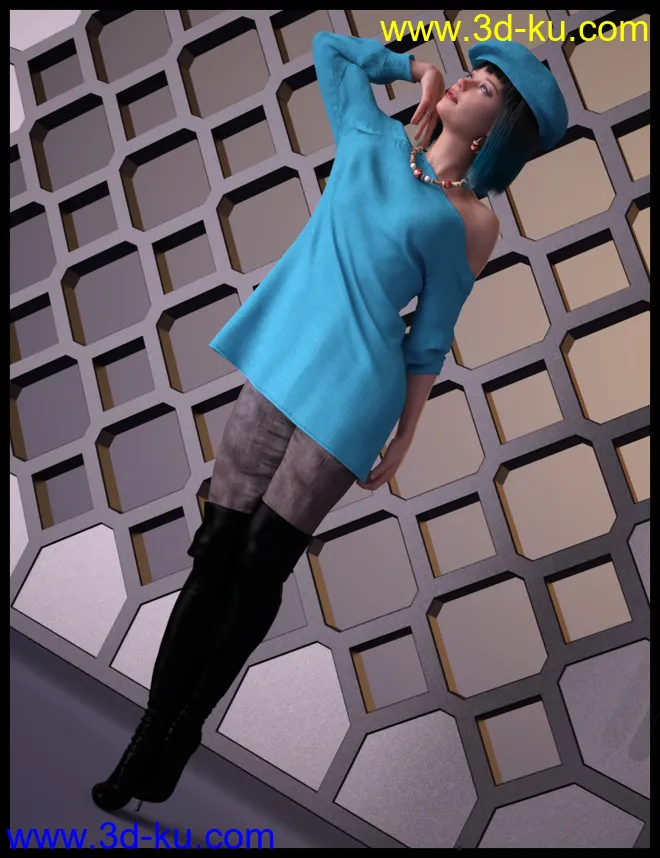 dForce Sweet Winter Outfit for Genesis 8 Females模型的图片5