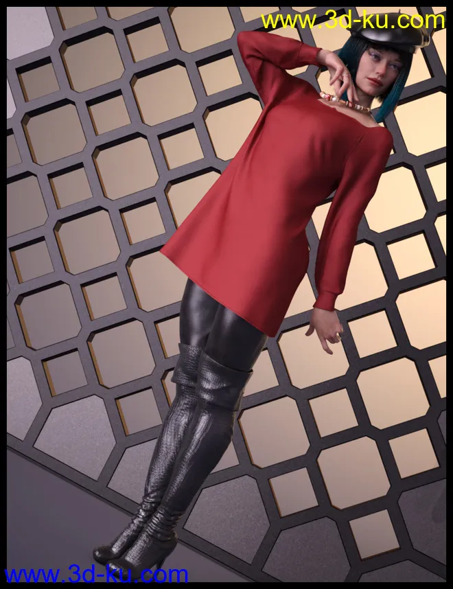 dForce Sweet Winter Outfit for Genesis 8 Females模型的图片12