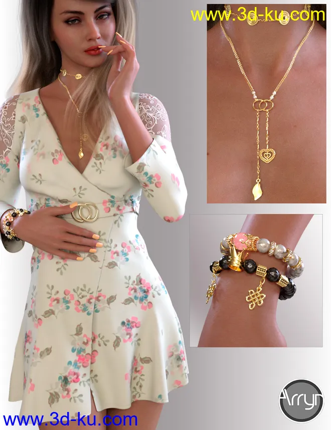 dForce Sylvia Outfit for Genesis 8 Female(s)模型的图片4