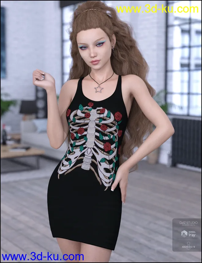 dForce Tanked Dress for Genesis 8 Female(s)模型的图片1
