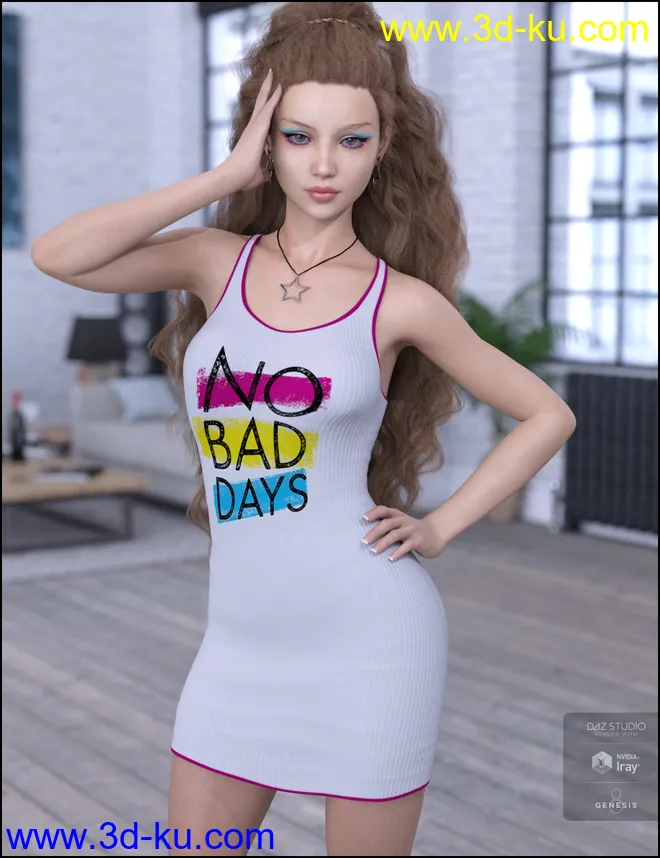 dForce Tanked Dress for Genesis 8 Female(s)模型的图片3