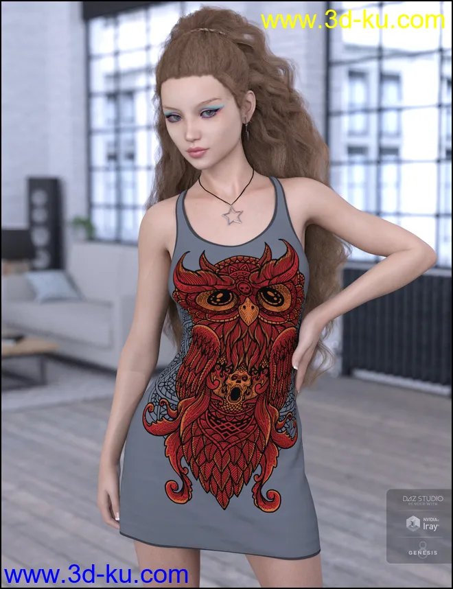 dForce Tanked Dress for Genesis 8 Female(s)模型的图片5