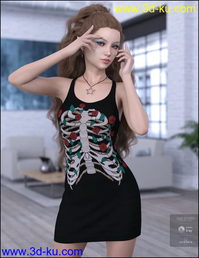 dForce Tanked Dress for Genesis 8 Female(s)模型的图片9