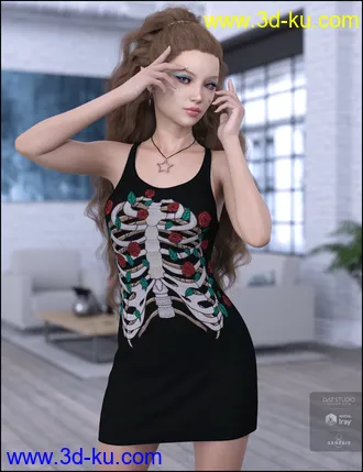 3D打印模型dForce Tanked Dress for Genesis 8 Female(s)的图片