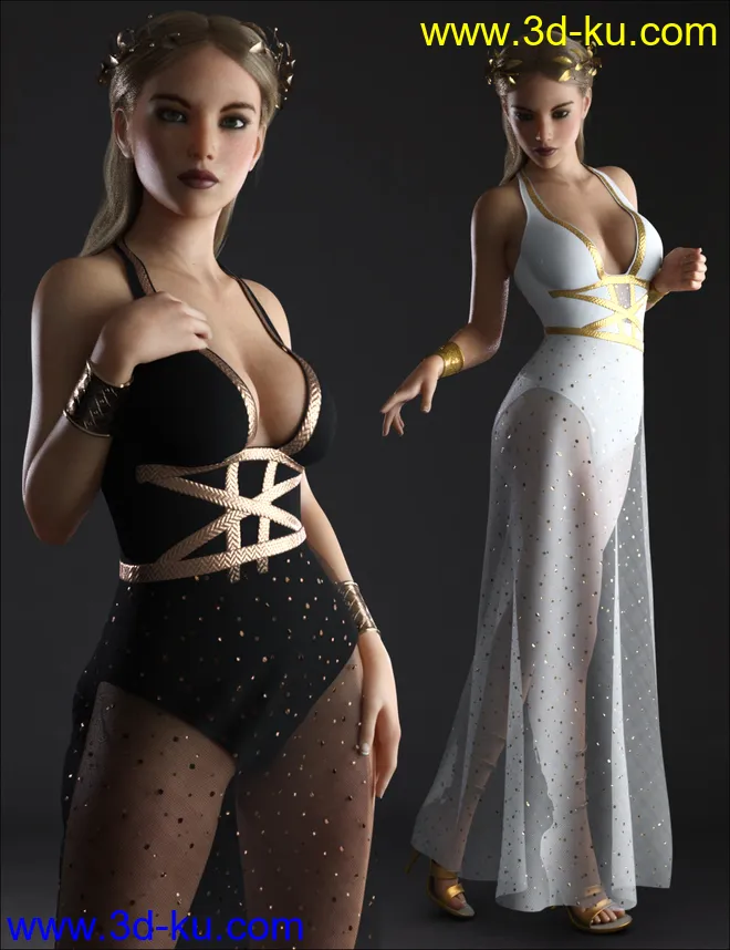 dForce Trojan Princess Outfit Set for Genesis 8 Females模型的图片3