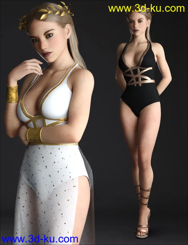 dForce Trojan Princess Outfit Set for Genesis 8 Females模型的图片5