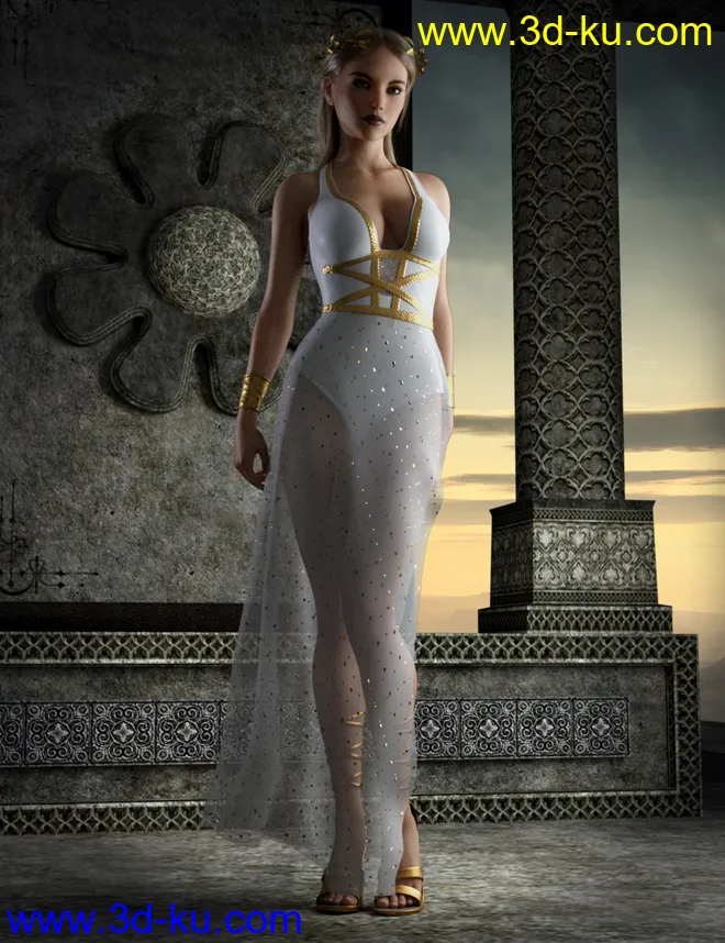 dForce Trojan Princess Outfit Set for Genesis 8 Females模型的图片6