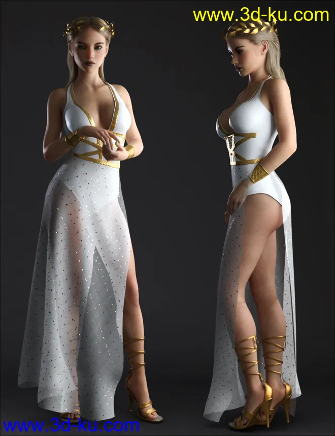 dForce Trojan Princess Outfit Set for Genesis 8 Females模型的图片7