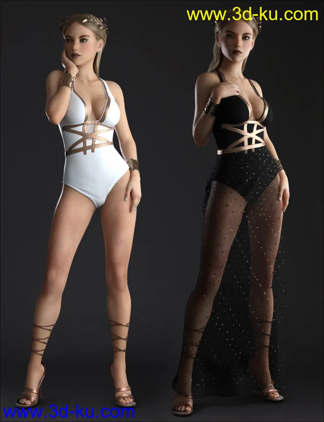 dForce Trojan Princess Outfit Set for Genesis 8 Females模型的图片11