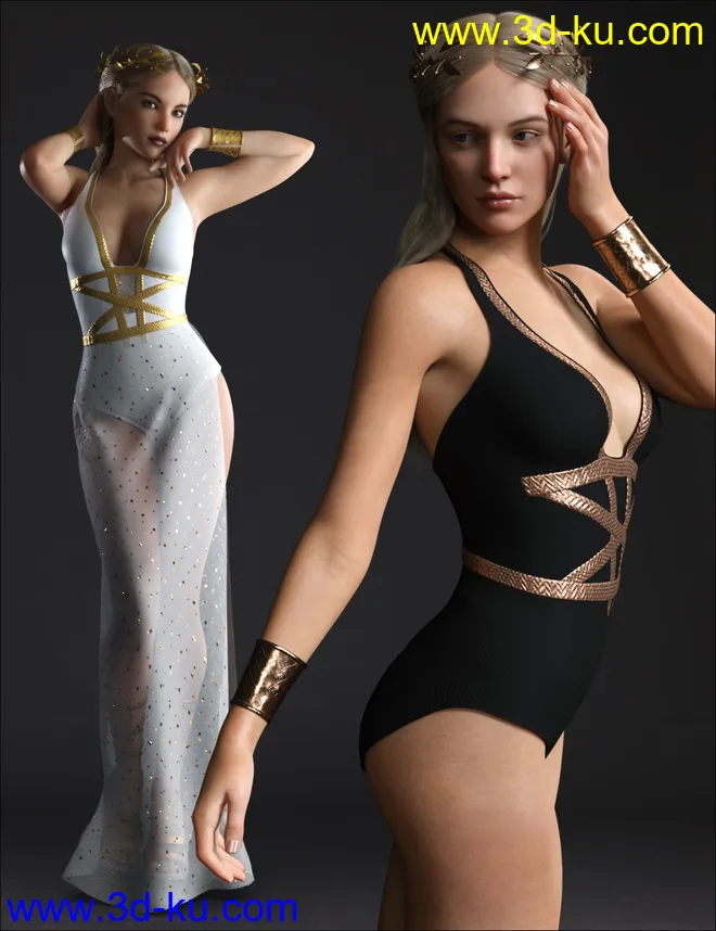 dForce Trojan Princess Outfit Set for Genesis 8 Females模型的图片12