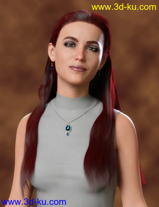 dForce Tucked Long Hair for Genesis 8 Females模型的图片1