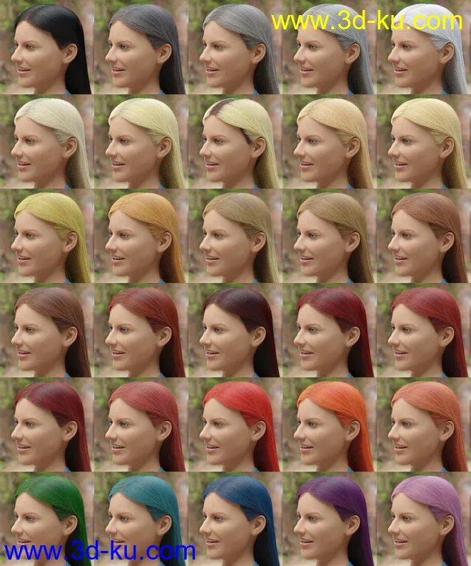 dForce Tucked Long Hair for Genesis 8 Females模型的图片6