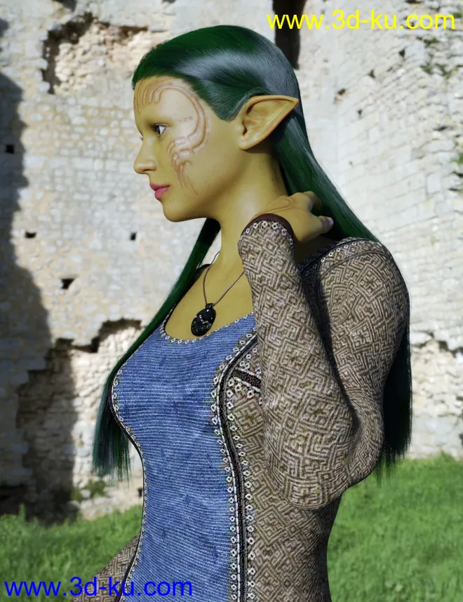 dForce Tucked Long Hair for Genesis 8 Females模型的图片10