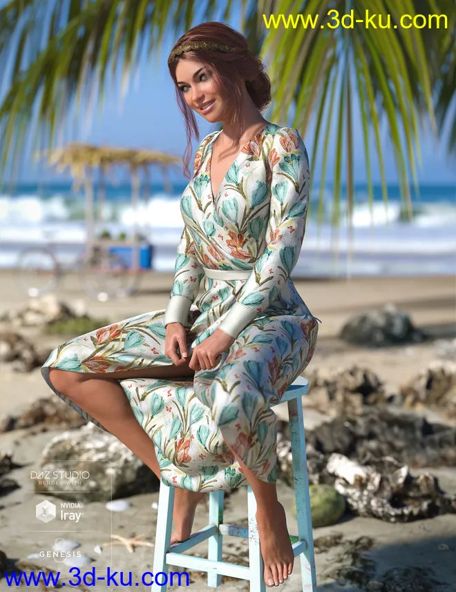 dForce Wrap Dress for Genesis 8 Female(s)模型的图片5