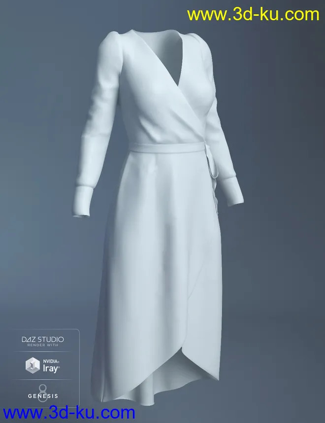 dForce Wrap Dress for Genesis 8 Female(s)模型的图片7