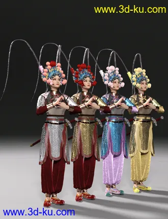 3D打印模型dForce Wudan Outfit and Fencing Pose for Genesis 8 and 8.1 Females的图片