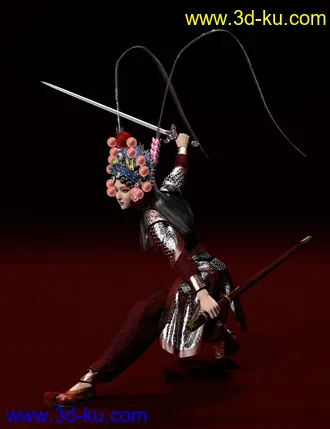 3D打印模型dForce Wudan Outfit and Fencing Pose for Genesis 8 and 8.1 Females的图片