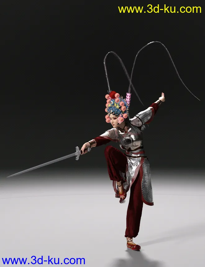 dForce Wudan Outfit and Fencing Pose for Genesis 8 and 8.1 Females模型的图片5