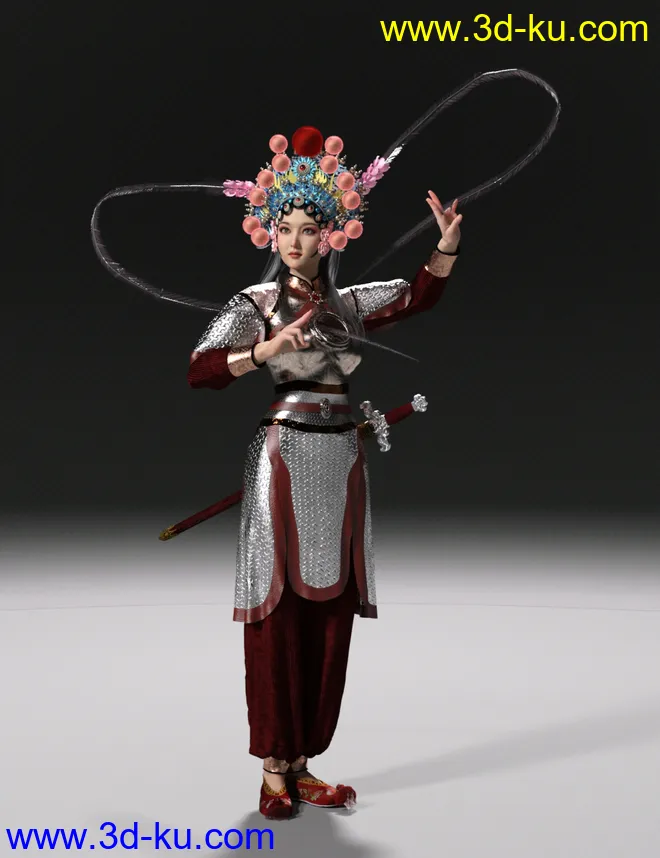 dForce Wudan Outfit and Fencing Pose for Genesis 8 and 8.1 Females模型的图片7