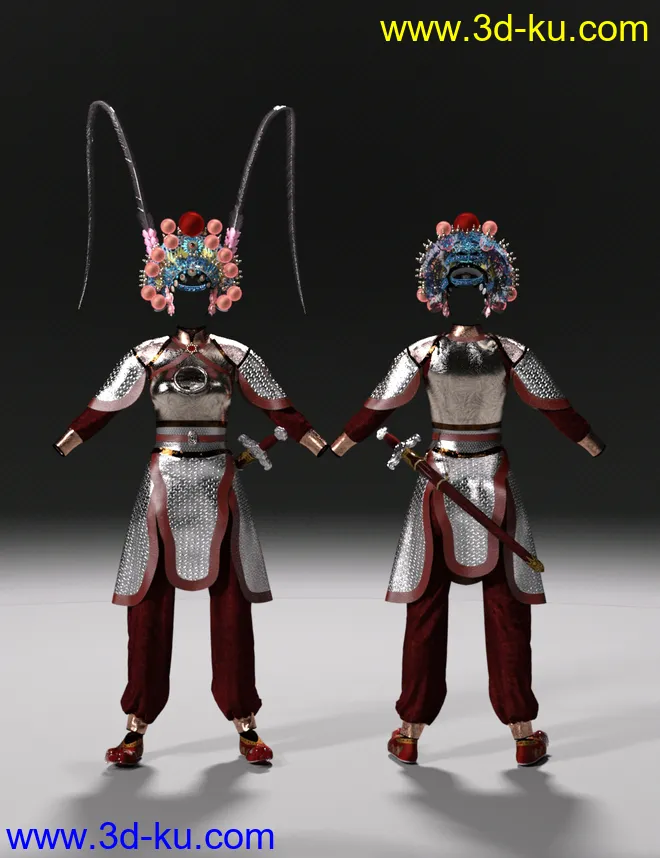 dForce Wudan Outfit and Fencing Pose for Genesis 8 and 8.1 Females模型的图片8