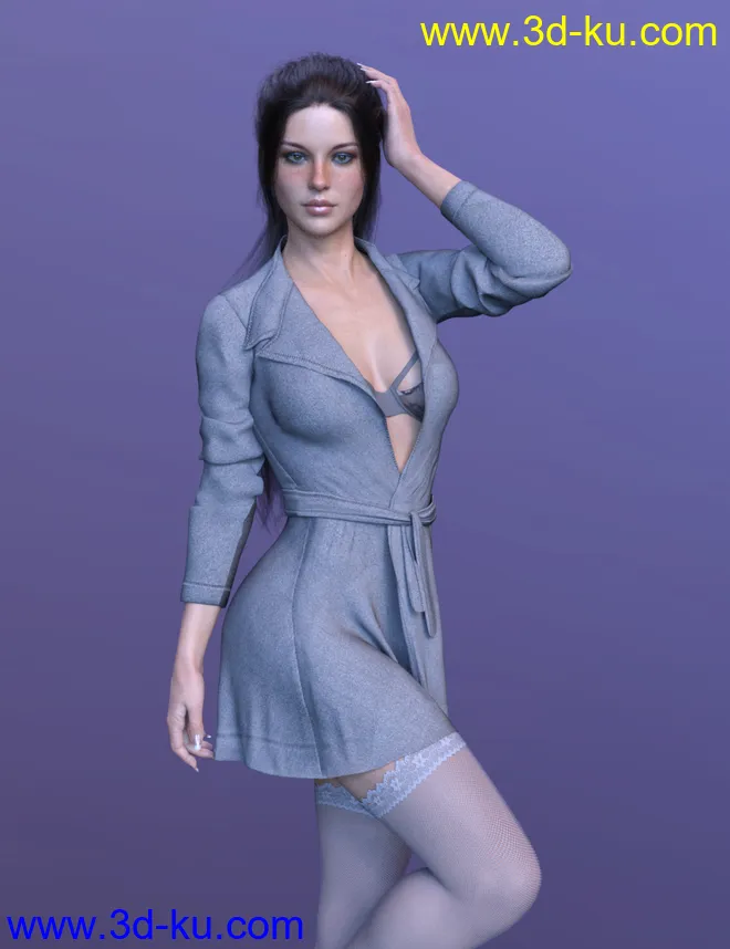 dForce X-Fashion Temptation Dress Coat for Genesis 8 Female(s)模型的图片4