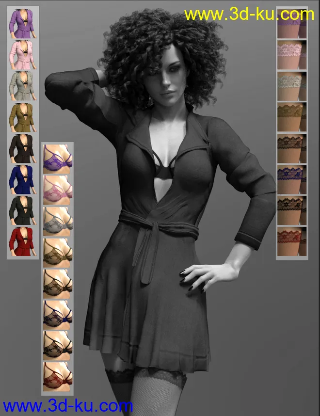 dForce X-Fashion Temptation Dress Coat for Genesis 8 Female(s)模型的图片5