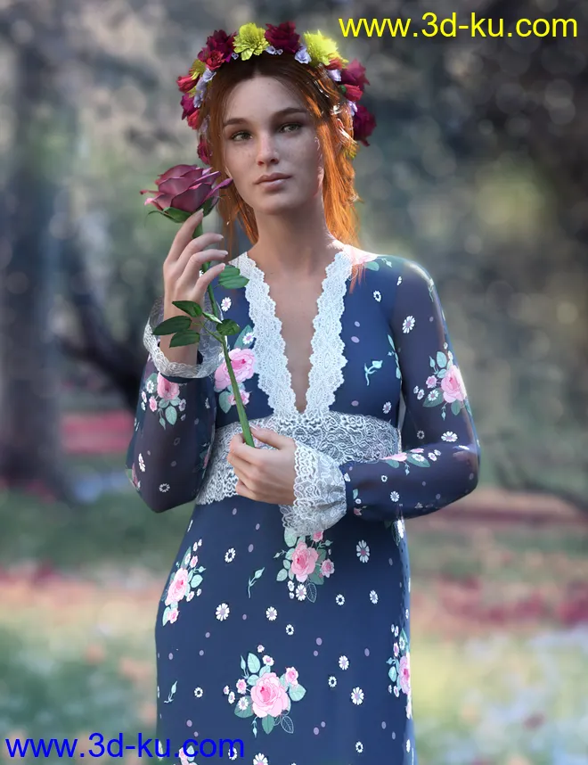 dForce YesterYear Nightgown Outfit for Genesis 8 Females模型的图片1