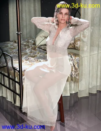 3D打印模型dForce YesterYear Nightgown Outfit for Genesis 8 Females的图片