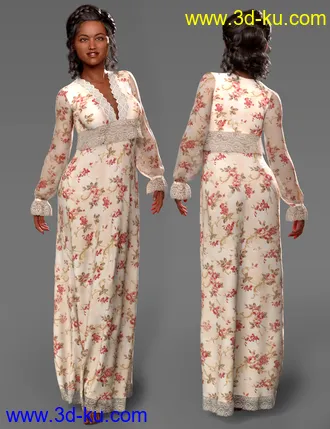 3D打印模型dForce YesterYear Nightgown Outfit for Genesis 8 Females的图片
