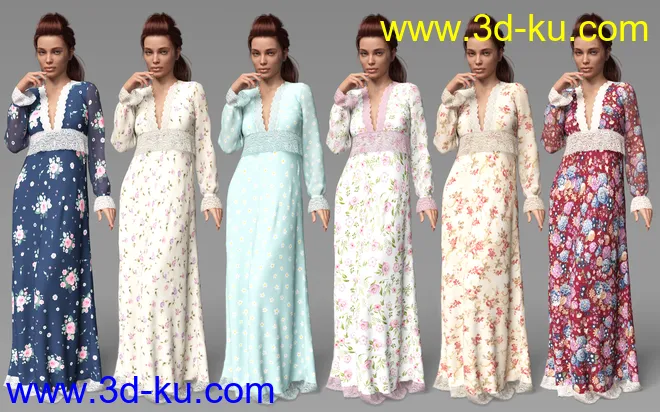 dForce YesterYear Nightgown Outfit for Genesis 8 Females模型的图片8