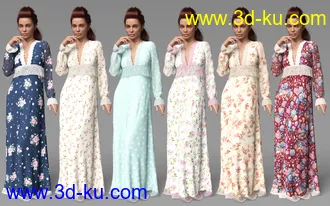 3D打印模型dForce YesterYear Nightgown Outfit for Genesis 8 Females的图片