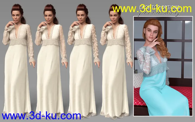 dForce YesterYear Nightgown Outfit for Genesis 8 Females模型的图片9