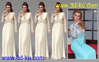 3D打印模型dForce YesterYear Nightgown Outfit for Genesis 8 Females的图片