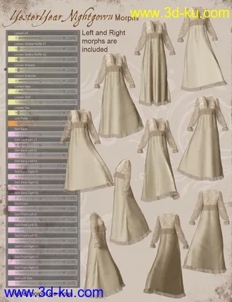 3D打印模型dForce YesterYear Nightgown Outfit for Genesis 8 Females的图片