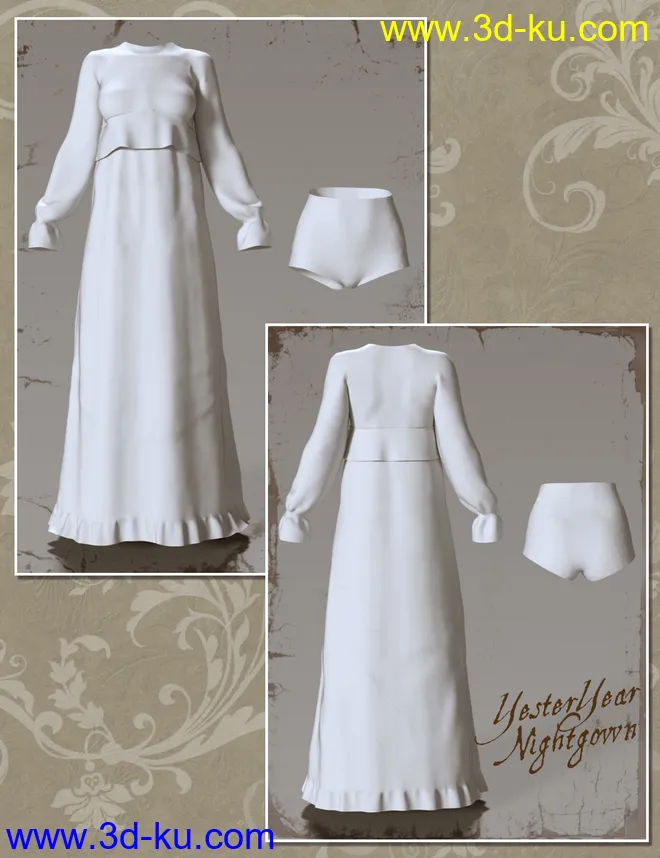 dForce YesterYear Nightgown Outfit for Genesis 8 Females模型的图片13