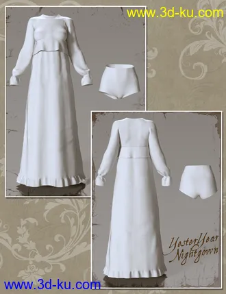 3D打印模型dForce YesterYear Nightgown Outfit for Genesis 8 Females的图片