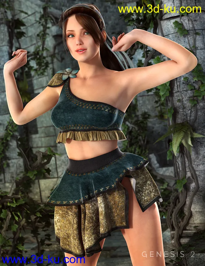Druidic Princess Outfit for Genesis 2 Female(s)模型的图片1