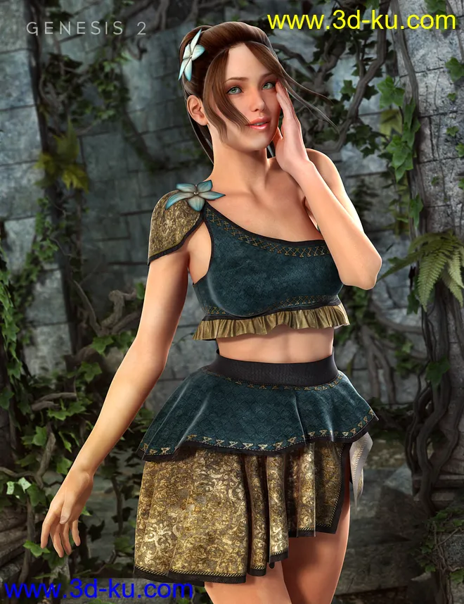 Druidic Princess Outfit for Genesis 2 Female(s)模型的图片2